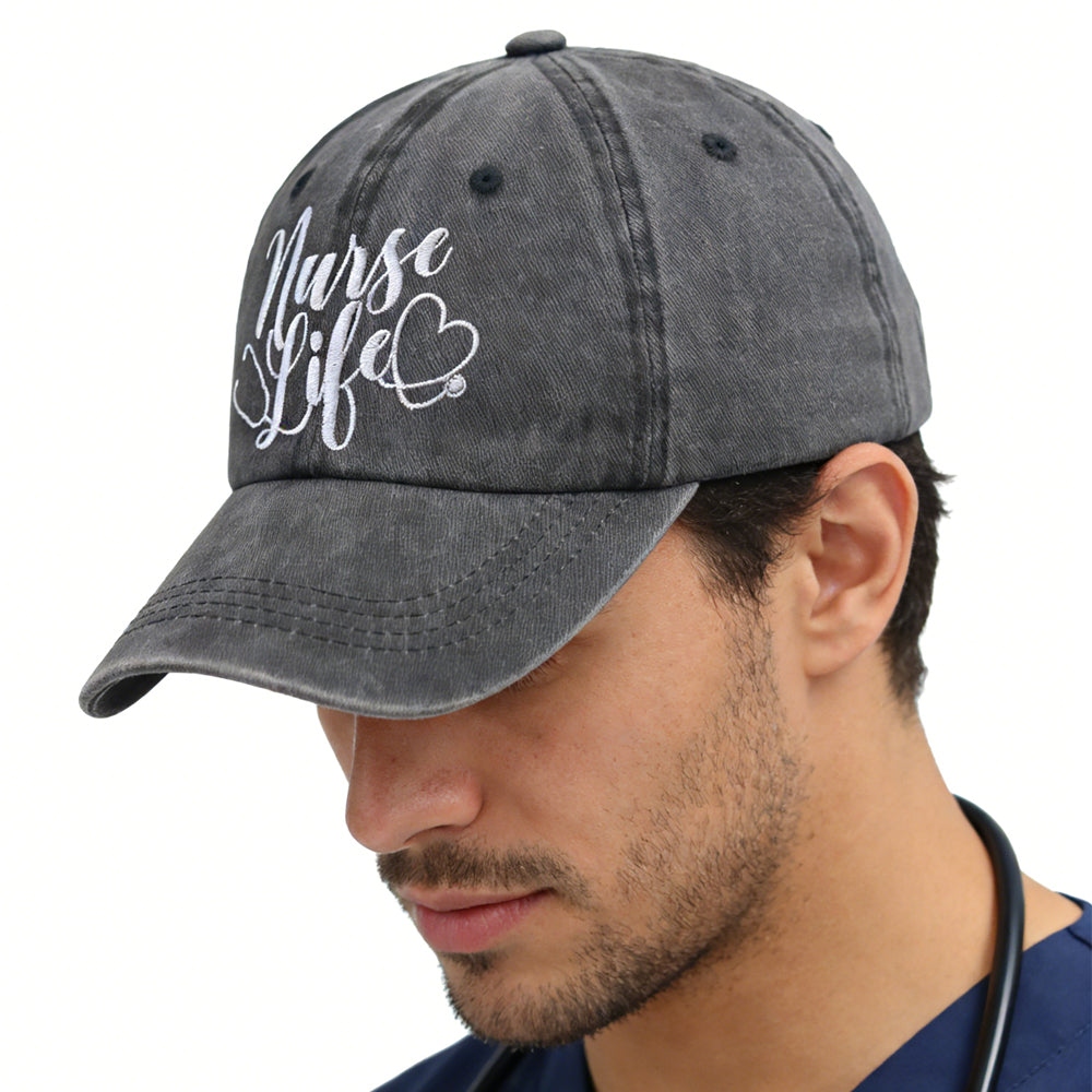 2pcs Nurse Life Hat For Women Men, Adjustable Embroidered Wash Cotton Baseball Cap