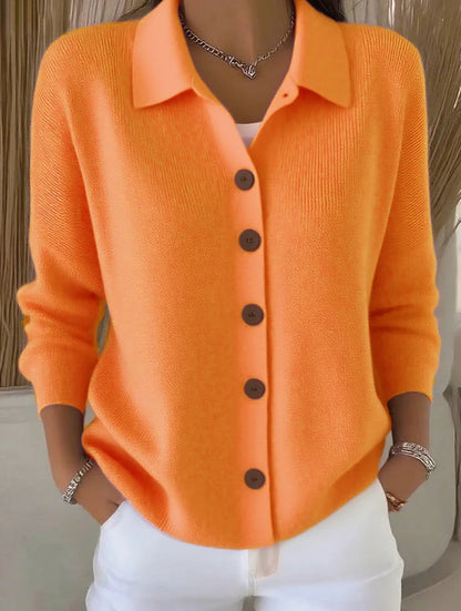 Women's Lapel Button Knitted Cardigan Sweater