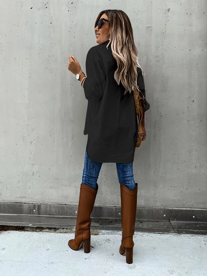 Simple Casual Long Sleeve Shirt With Pocket