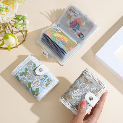 Flower Anime  Anti-degaussing Multiple Card Slots Bank  Document Package Large Capacity Card Holder