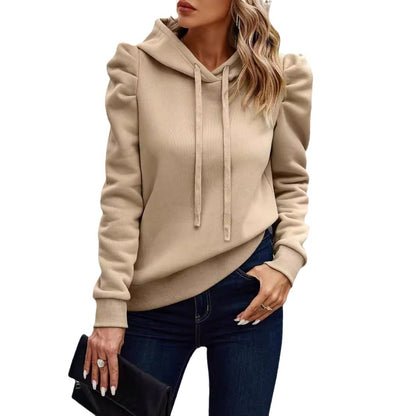 Lapel Hooded Solid Color Long-sleeved Casual Women's Top Sweater
