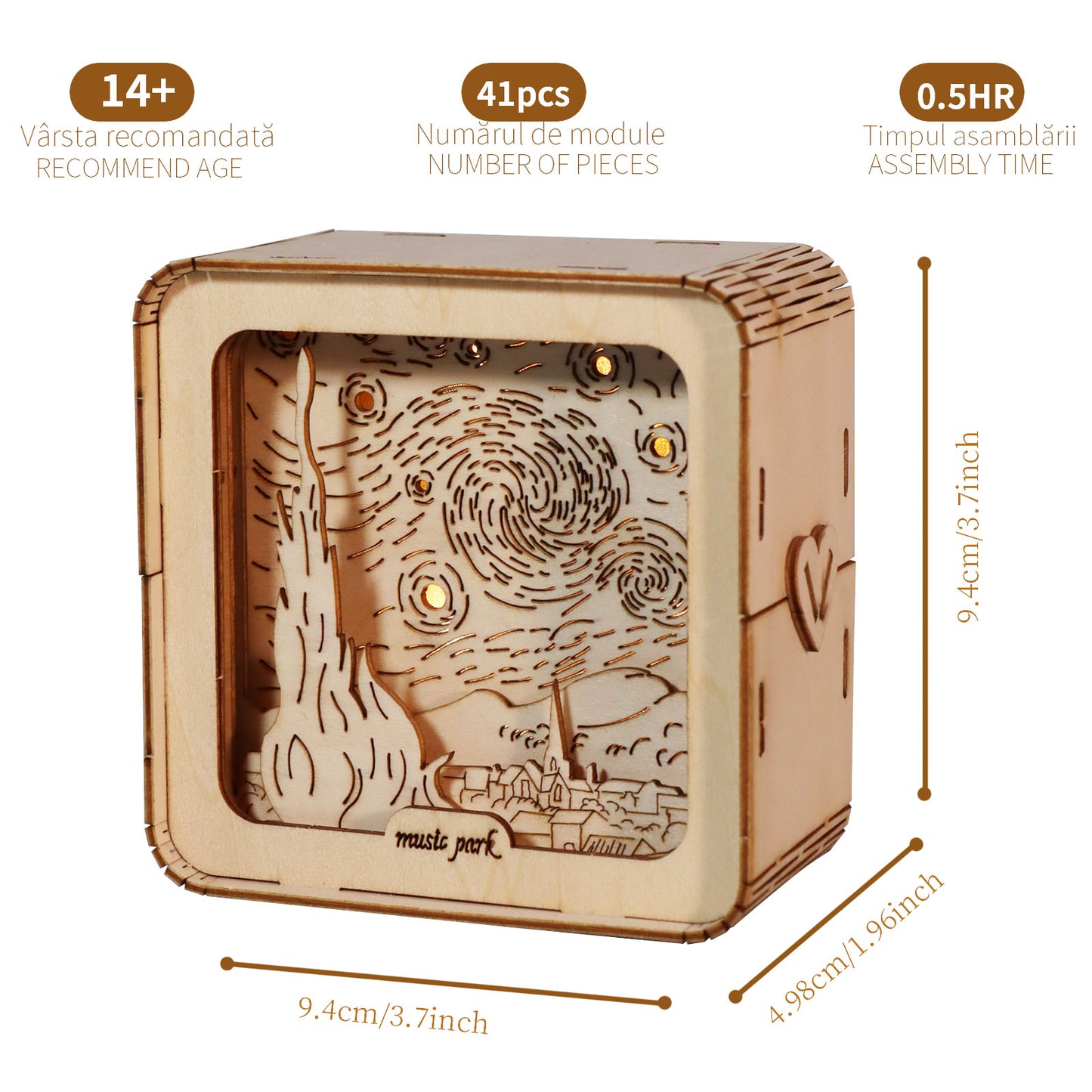 Sales Are Prohibited On The TEMU And SHEIN -MUSIC PARK 3D Wooden Puzzles For Adults Starry Sky Model Kit Night Lights Desk Decorations Birthday Gifts For Women