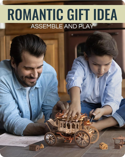 Robotime Rokr Stagecoach Music Box 3D Wooden Puzzle For Adults Birthday Anniversary Day Gift Hobby STEM Kits Model Easy To Build