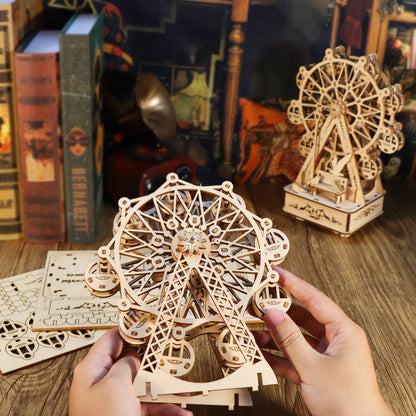 Sales Are Prohibited On The TEMU And SHEIN-MUSIC PARK 3D Wooden Puzzles Music Box Ferris Wheel DIY Crafts Handmade Model Kits For Women Birthday Gifts