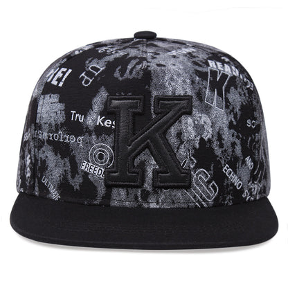 K Letter Baseball Cap Hip Hop Hat Size Adjustable