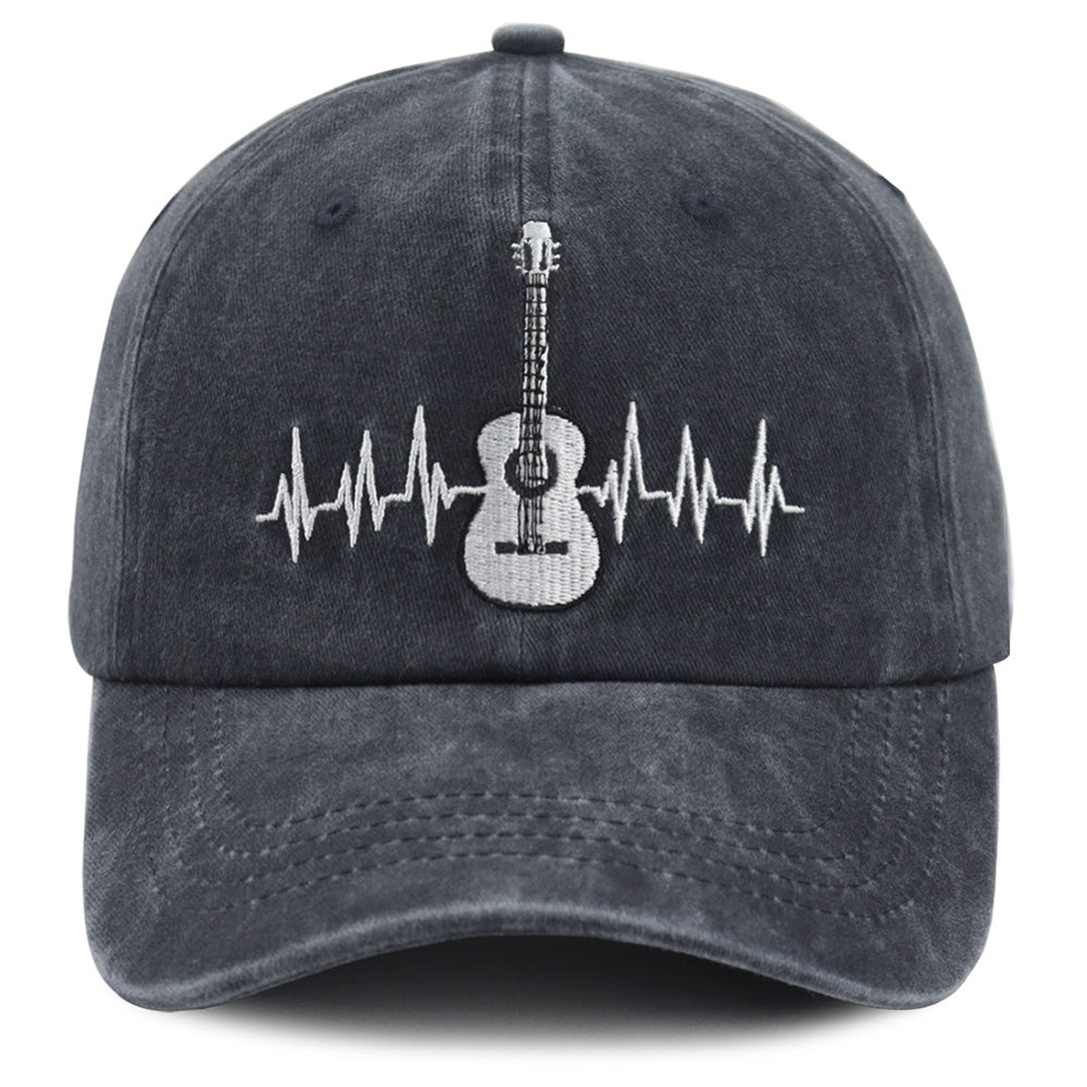 2pcs Guitar Accessories Baseball Cap Guitar Hat Gifts For Women Men, Adjustable Embroidered Wash Cotton Baseball Cap