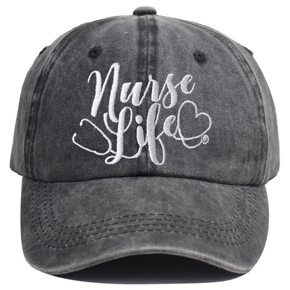 2pcs Nurse Life Hat For Women Men, Adjustable Embroidered Wash Cotton Baseball Cap