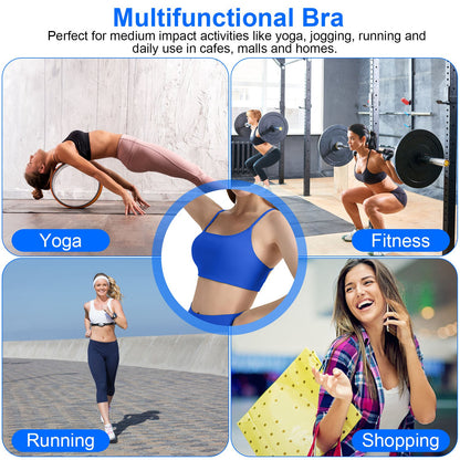 1Pc Women Cross Back Sport Bras Padded Strappy Crop Open Back Low Impact Bras Sexy Fitness Tank Tops With Removable Pads Thin Straps For Gym Yoga Workout Running