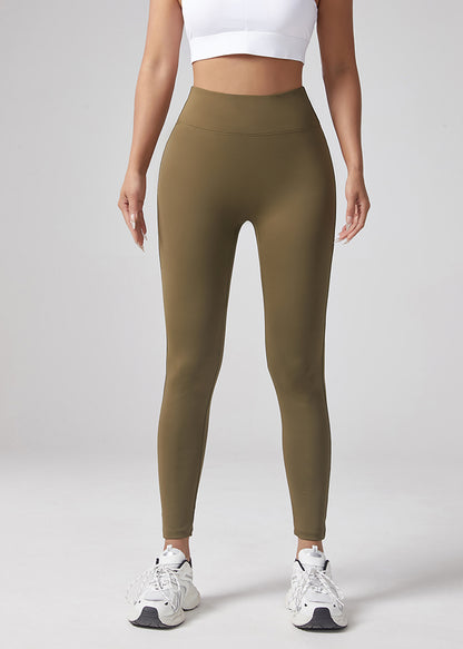 Yoga Waist Pleated Peach Hip Lifting Sports Pants For Female Workers, Pocket High Waisted Button Down Pants