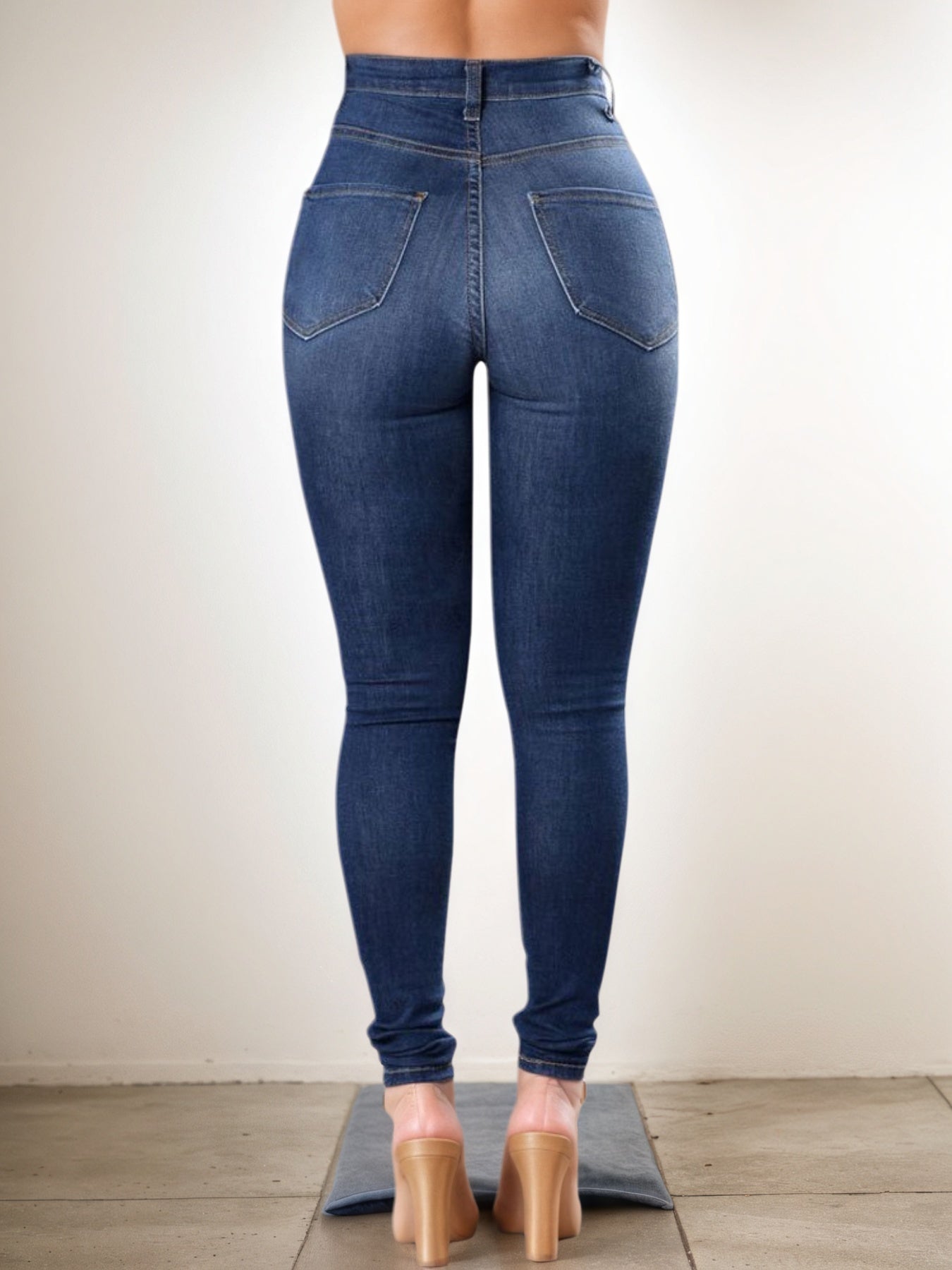 Versatile Women's High Waisted Elastic Ripped Tight Jeans, High-quality, Easy To Fit, Comfortable And Fashionable - Street Style Sexy Basic Jeans, Women's Jeans And Clothing