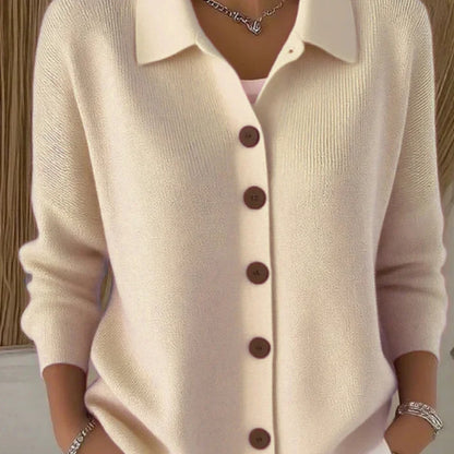 Women's Lapel Button Knitted Cardigan Sweater