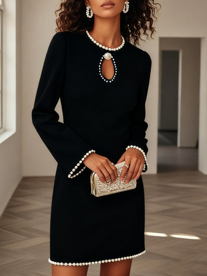 French-style Chic Elegant Solid-color Slim-fit Dress