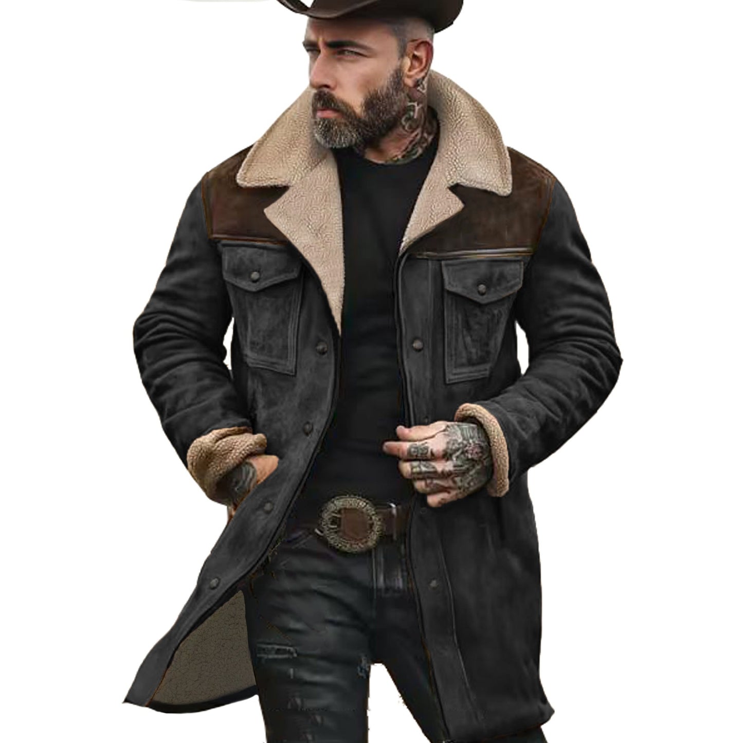 Suede Multicolor Jacket Multi-pocket Zipper