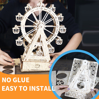Sales Are Prohibited On The TEMU And SHEIN -MUSIC PARK 3d Wooden Puzzle Gear Ferris Wheel Music Box You Are My Sunshine Handmade Assembly Model Kit Holidays Brthdays Christmas Gifts