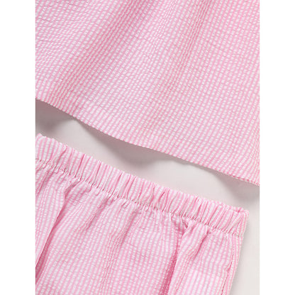 Kids Baby Girl Back To School Outfit, First Day Of School, Summer Ruffle Sleeves Applique Top & Shorts Set