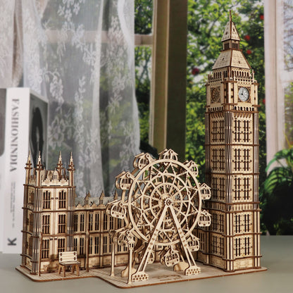 Sales Are Prohibited On The TEMU And SHEIN -MUSIC PARK 3D Wooden Puzzle Big Ben Model Kits Desktop Clock DIY Building Blocks Creative Gift Home Decor For Family Unique Christmas Gift