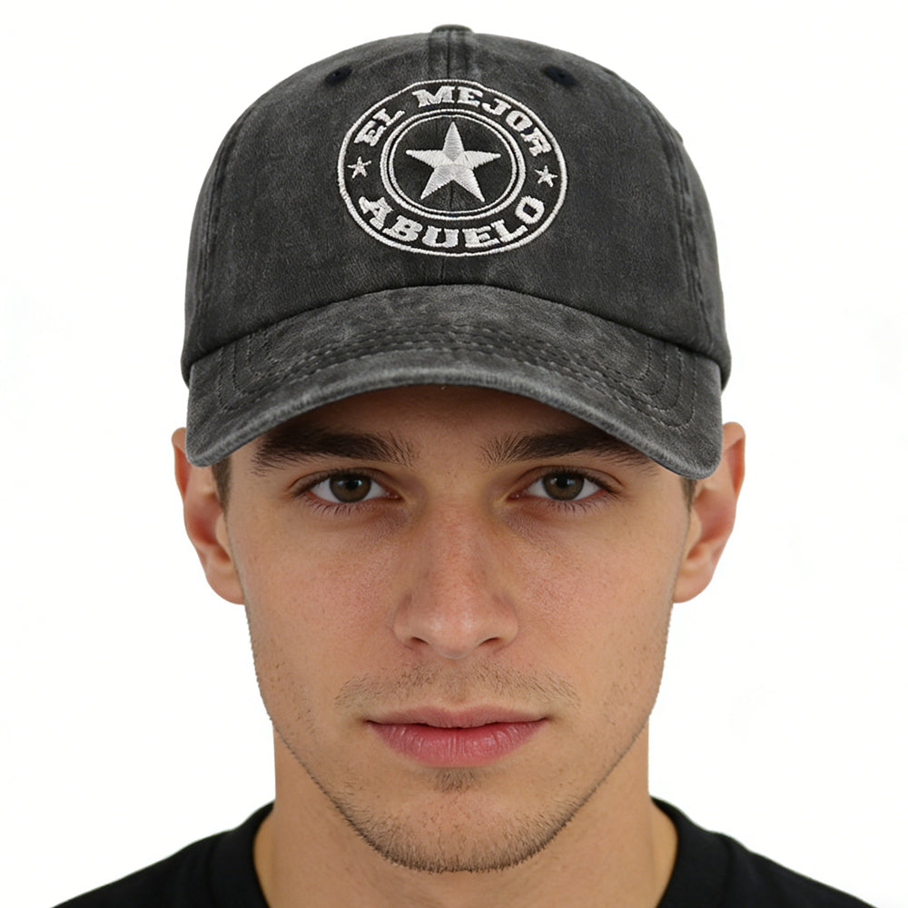 El Mejor Abuelo Hat For Men Women, Adjustable Embroidered Wash Cotton Baseball Cap