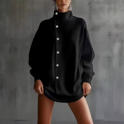Womens Turtleneck Sweater Cardigan Knitted Outerwear For FallWinter