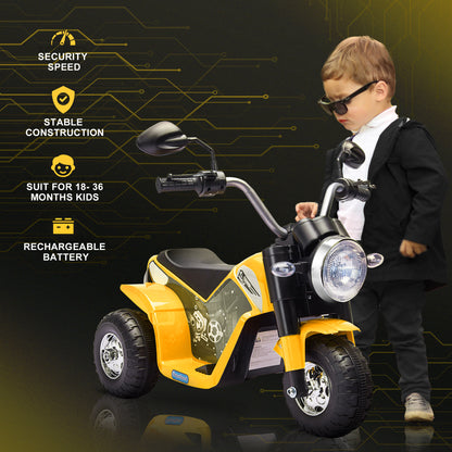 Electric Motorcycle for Kids, 6V Battery Powered Ride-On Dirt Bike 3-Wheels Motorbike with Horn Headlights Realistic Sounds Speed for 18 - 36 Months Yellow