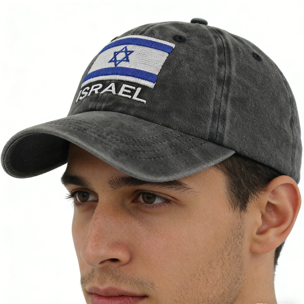 Israel Hats For Men Women, Adjustable Embroidered Cotton Israel Flag Baseball Cap