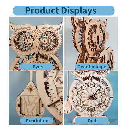 Sales Are Prohibited On The TEMU And SHEIN -MUSIC PARK 3D Wooden Puzzle Owl Clock Model Kits To Build Wooden Construction Handmade Craft Unique Christmas Gift
