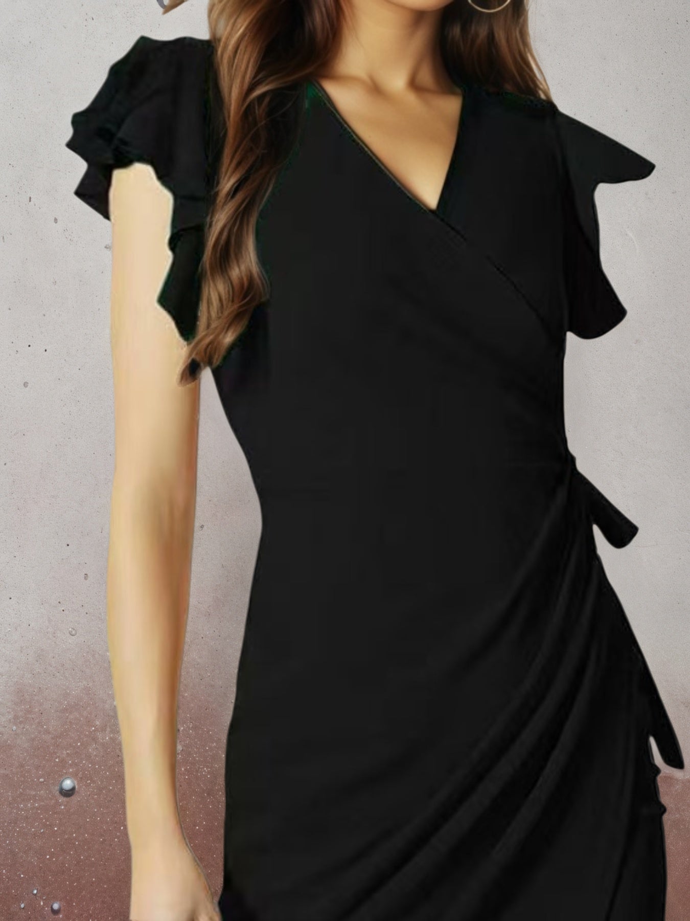 Middle Eastern New Women’s Deep V-neck Pleated Sleeve Tight Casual Fashion Dress