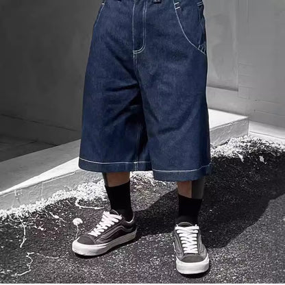 Mens Loose-Fit Summer Denim Shorts In The American West Coast Style