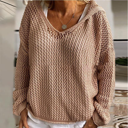 Sun Protection Knitted Hooded Sun Protection Clothing Hooded Thin Loose Sweater
