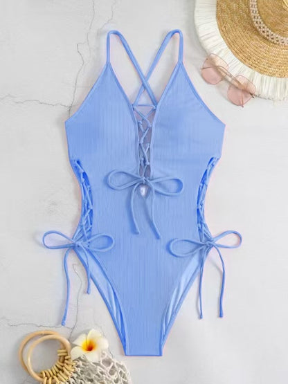 European And American Sexy Backless Siamese Bikini Swimsuit