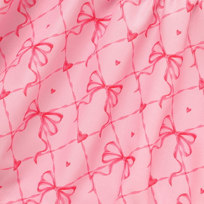 Baby Girl's Bowknot Graphic Print Romper, Daddy's Girl Letter Print Triangle Jumpsuit With Bubble Sleeves