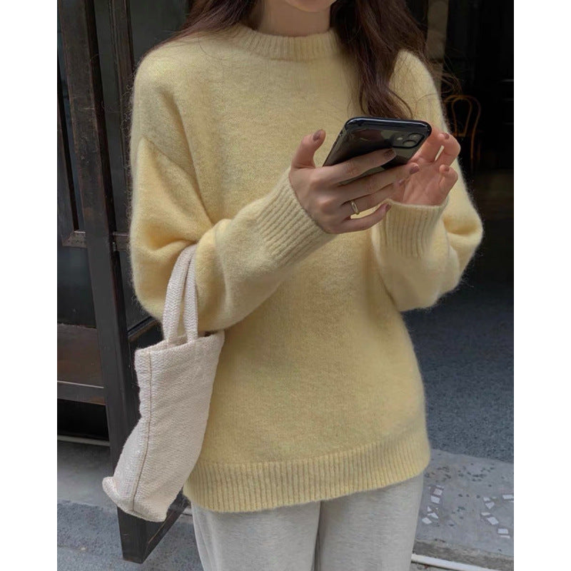 Loose And Lazy Style Thickened Sweater Top For Women