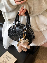 Embossed Pattern Top Handle Crossbody Bag