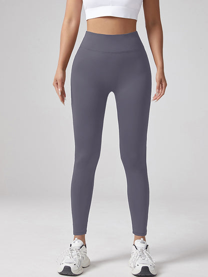 Yoga Waist Pleated Peach Hip Lifting Sports Pants For Female Workers, Pocket High Waisted Button Down Pants