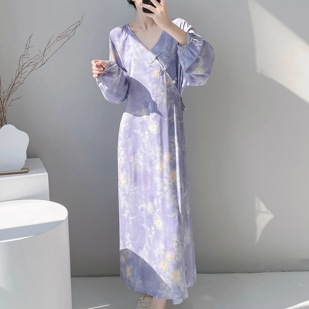 Womens Relaxed-fit Floral-print Simple And Comfortable Dress