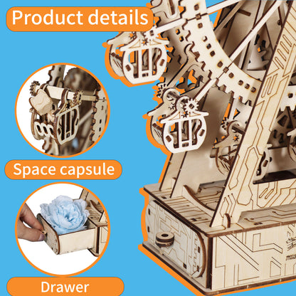 Sales Are Prohibited On The TEMU And SHEIN -MUSIC PARK 3d Wooden Puzzle Gear Ferris Wheel Music Box You Are My Sunshine Handmade Assembly Model Kit Holidays Brthdays Christmas Gifts