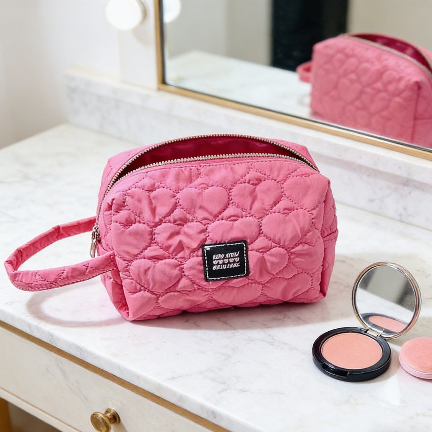 Fashion Portable Cosmetic Bag-Rose Red