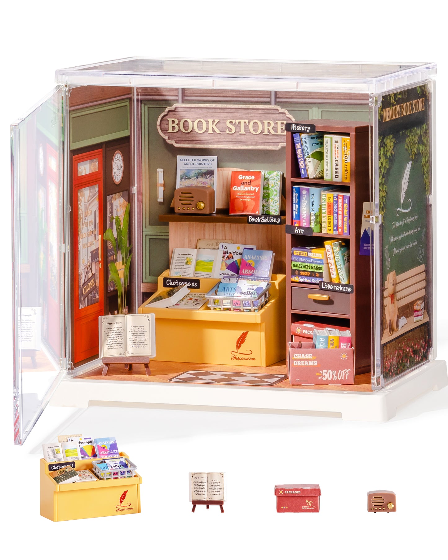 Rolife Super Creative DIY Plastic Mini House Set - 3D Puzzle With Dust Cover, Compatible With Mini Figures, Multiple Themes Available, Home Decor, Teen And Adult Gift
