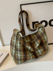 Plaid Pattern Shoulder Crossbody Bag