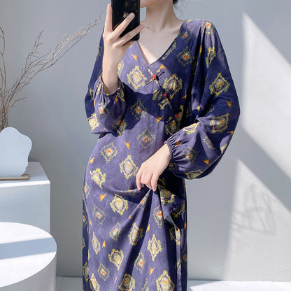 Womens Relaxed-fit Floral-print Simple And Comfortable Dress