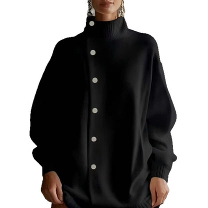 Womens Turtleneck Sweater Cardigan Knitted Outerwear For FallWinter