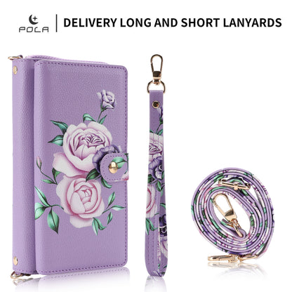 Crossbody Wallet Case For Phone 17 Pro Max 6.9 Inch Magnetic Detachable Floral PU Leather Phone Case With RFID Blocking Card Holder Wristlet Mirror Flip Zipper Shoulder Purse For Women