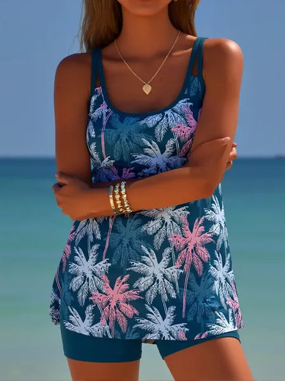 Swimsuit Belly Controlling Flowing Tankini Vest With Boxer