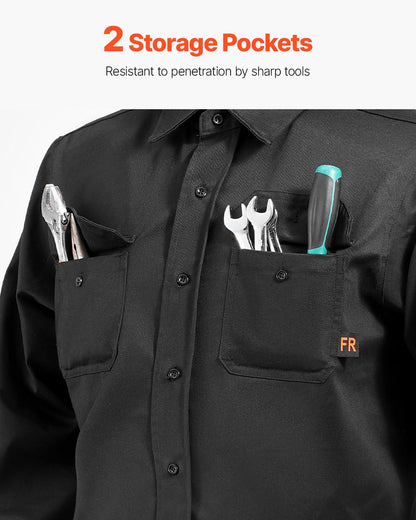 Flame Resistant Welding Jacket, 7oz. FR Shirts For Men, Machine Washable Cotton Heat-Resistant Welding Shirt, Meets ATPV 9.2 Cal/cm² Arc Rating - XL Size