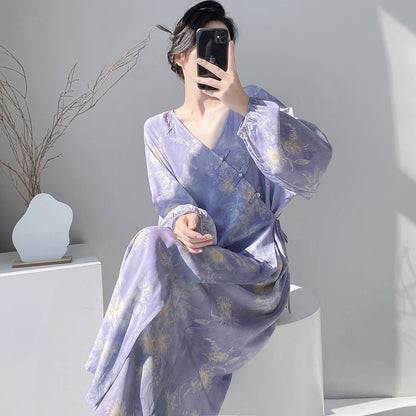 Womens Relaxed-fit Floral-print Simple And Comfortable Dress