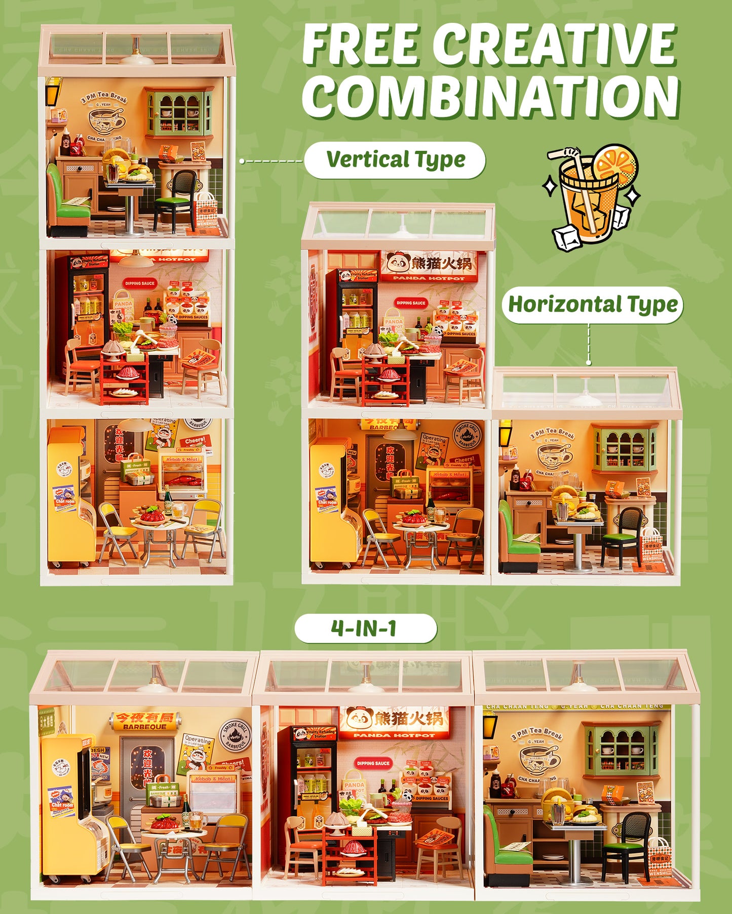Rolife Super Creators DIY Plastic Mini House Building Set - 3D Puzzle With LED Lights, Compatible With Mini Figures, Multiple Themes Available, Suitable For Teenagers And Adults,DW021