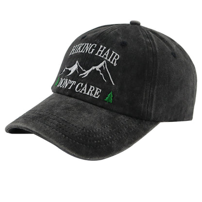 2pcs Camper Accessories Hiking Hair Hats Mountain Trees For Women Men, Adjustable Embroidered Wash Cotton Baseball Cap