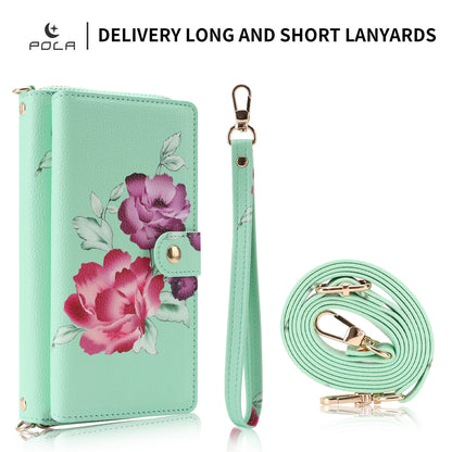 Crossbody Wallet Case For Phone 17 Pro Max 6.9 Inch Magnetic Detachable Floral PU Leather Phone Case With RFID Blocking Card Holder Wristlet Mirror Flip Zipper Shoulder Purse For Women