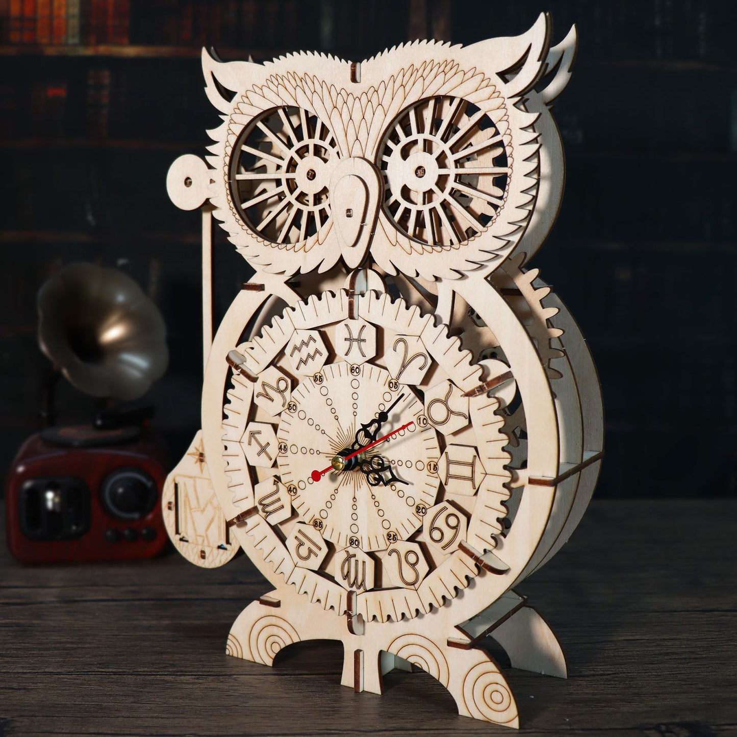 Sales Are Prohibited On The TEMU And SHEIN -MUSIC PARK 3D Wooden Puzzle Owl Clock Model Kits To Build Wooden Construction Handmade Craft Unique Christmas Gift