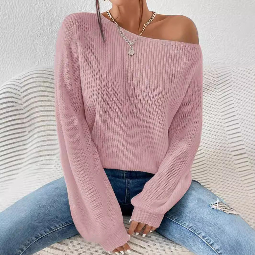 Loose Leisure All-matching Pullover Boat Neck Sweater