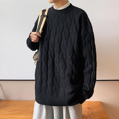 Loose Base Twist Round Neck Sweater Hand-woven Sweater